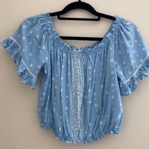 NWOT Ocean Drive baby blue short sleeve crop top